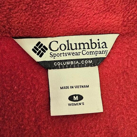 Columbia Full Zip Fleece Jacket Zippered Pockets Red Women's Medium - Picture 4 of 8